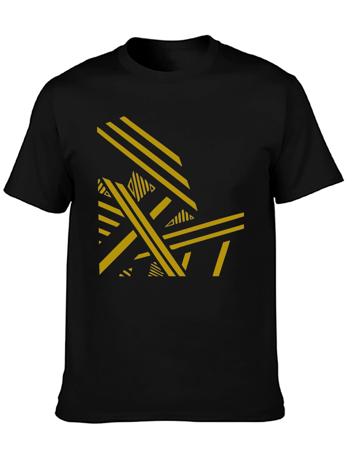 Abstract Geometric Pattern Black T-Shirt