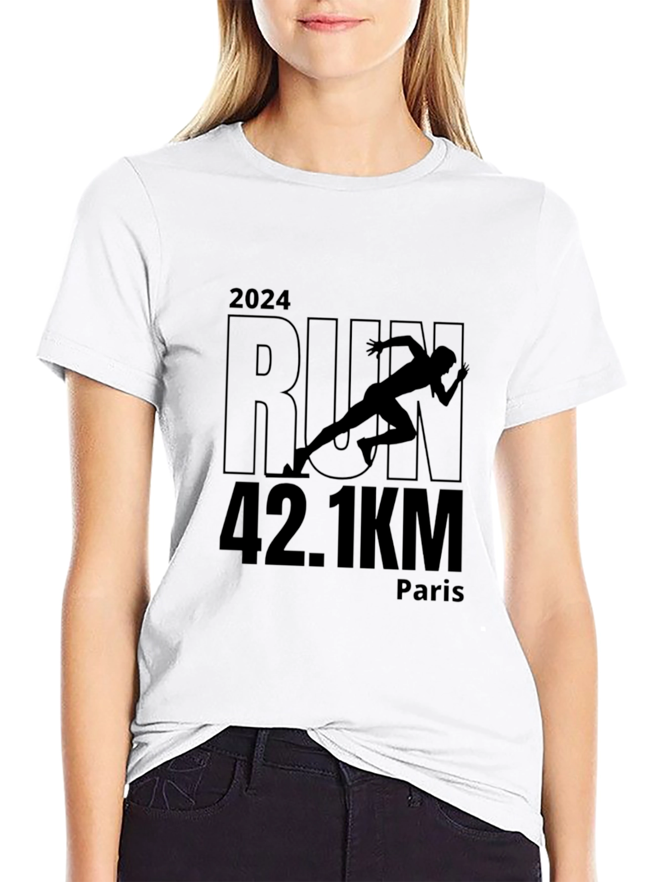Marathon Run 2024 T-Shirt: Paris 42.1KM
