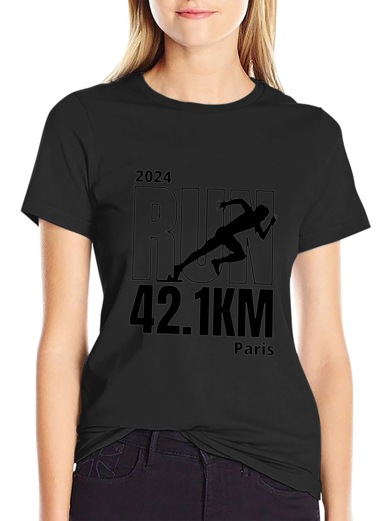 Marathon Run 2024 T-Shirt: Paris 42.1KM