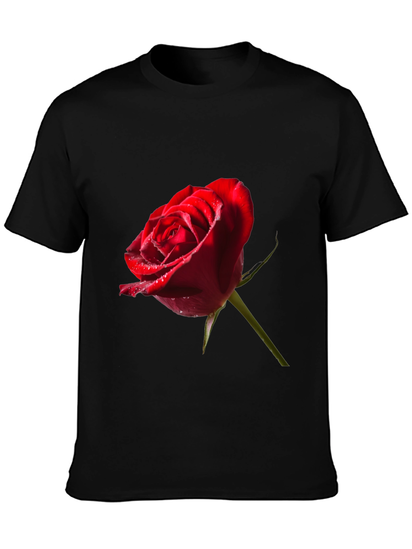 Red Rose Graphic Tee - Elegant Floral Design