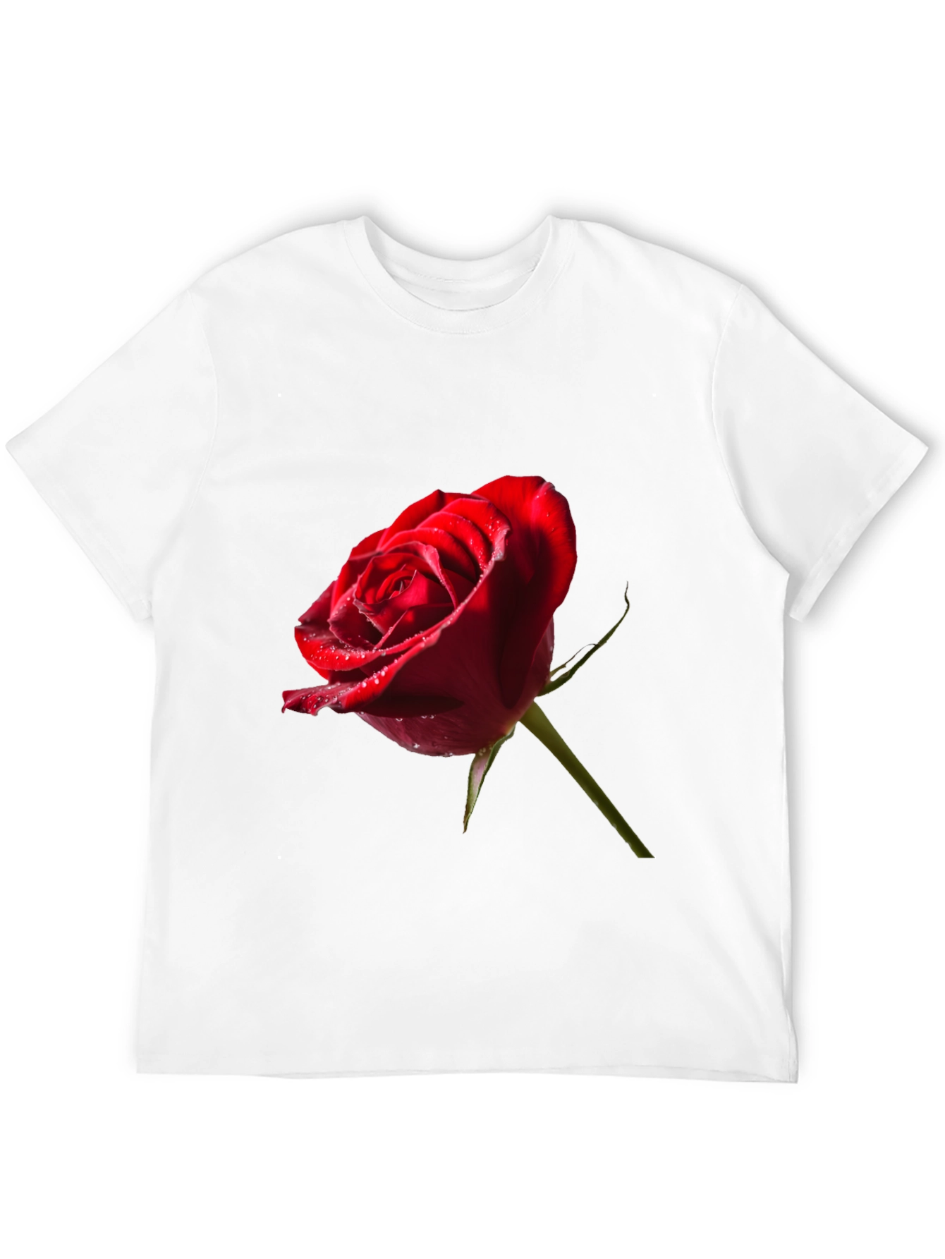 Red Rose Graphic Tee - Elegant Floral Design