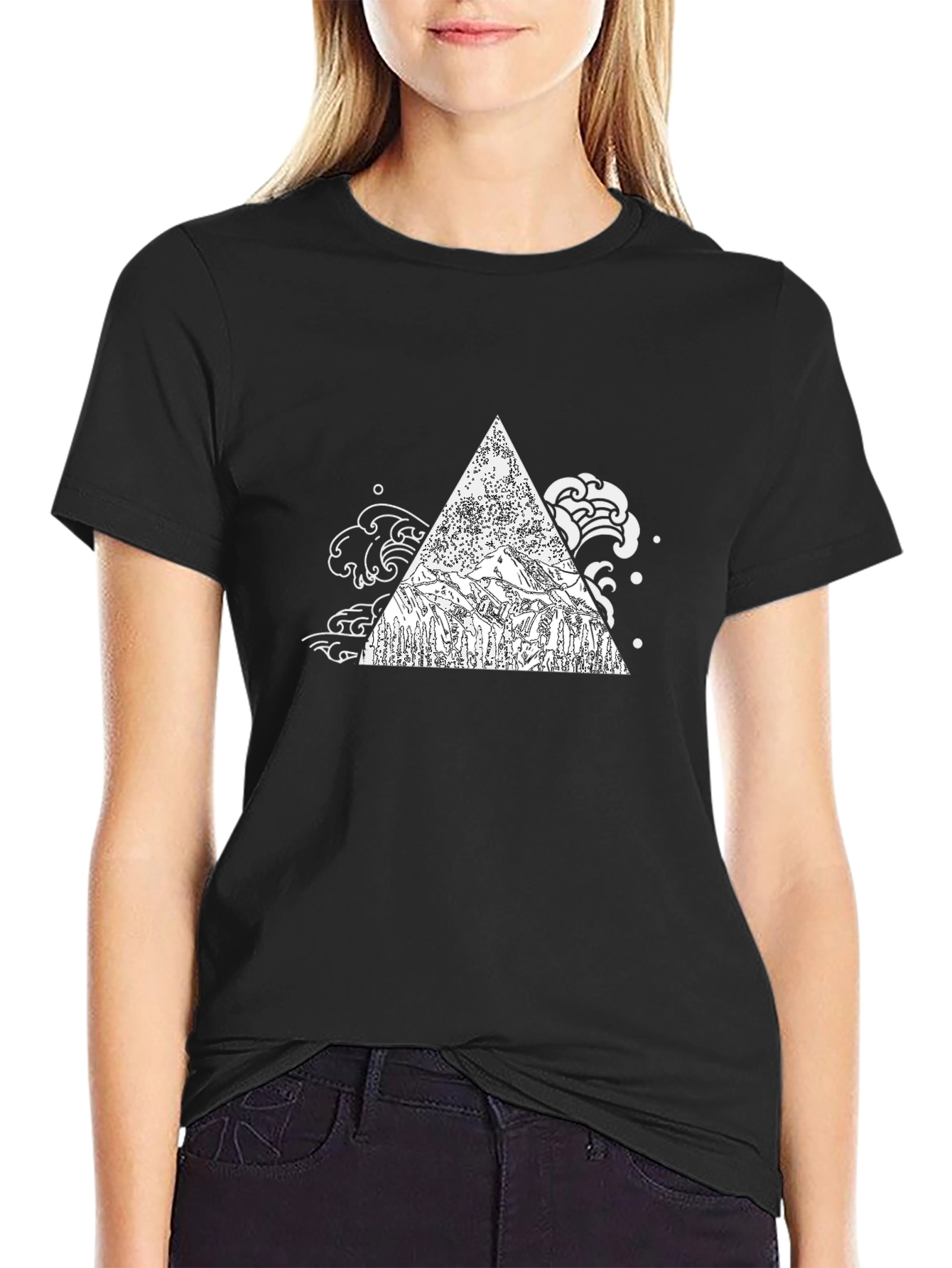 Mountain Peak Triangle Graphic Tee - Black
