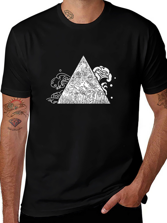 Mountain Peak Triangle Graphic Tee - Black