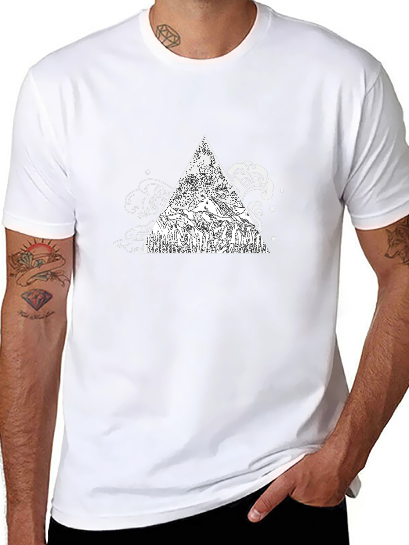 Mountain Peak Triangle Graphic Tee - Black
