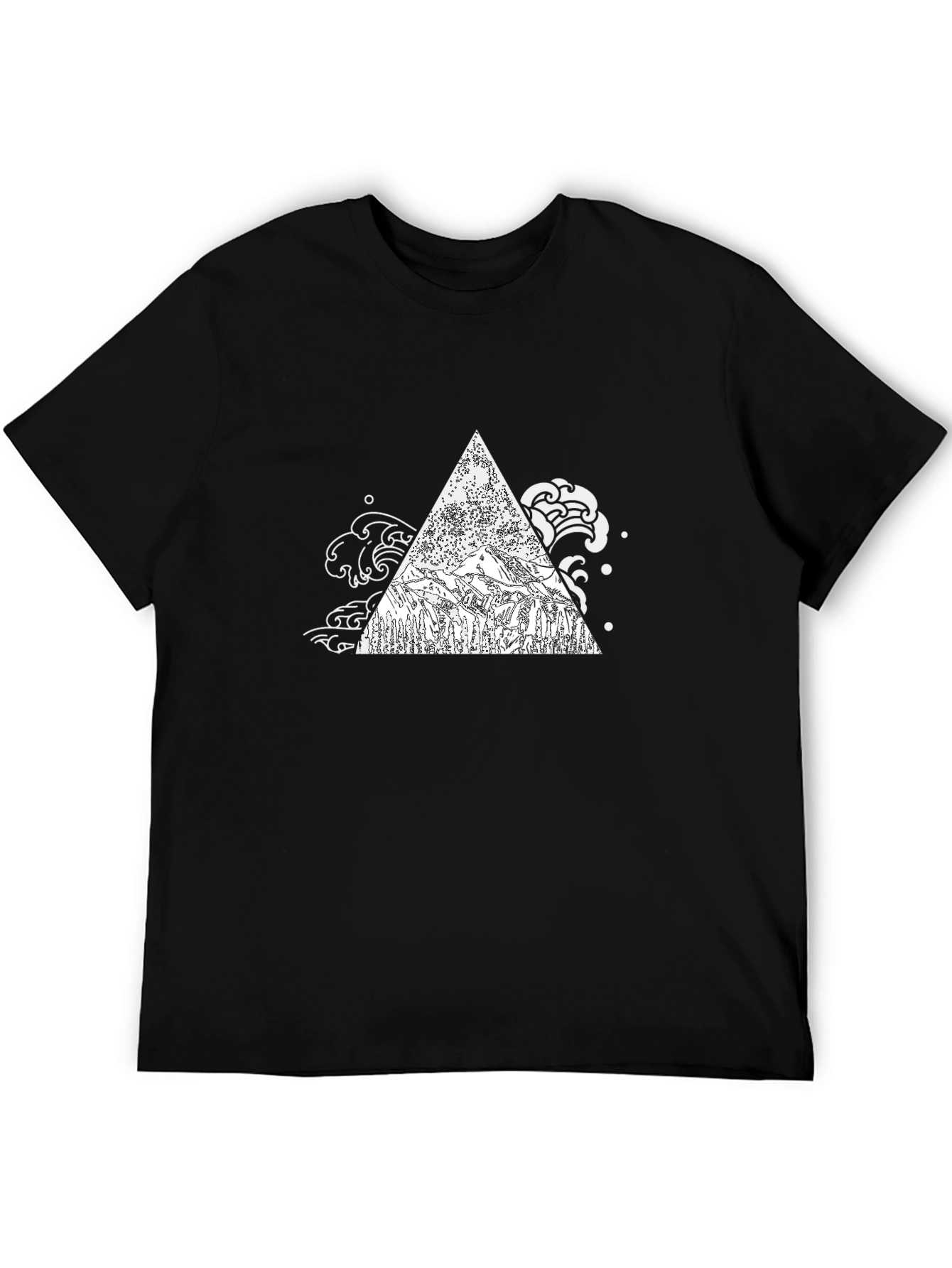 Mountain Peak Triangle Graphic Tee - Black