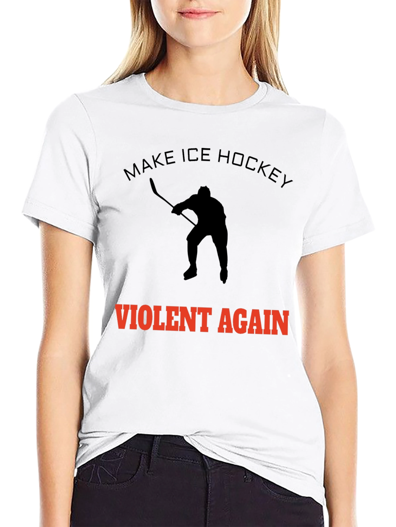 Make Ice Hockey Violent Again Black T-Shirt