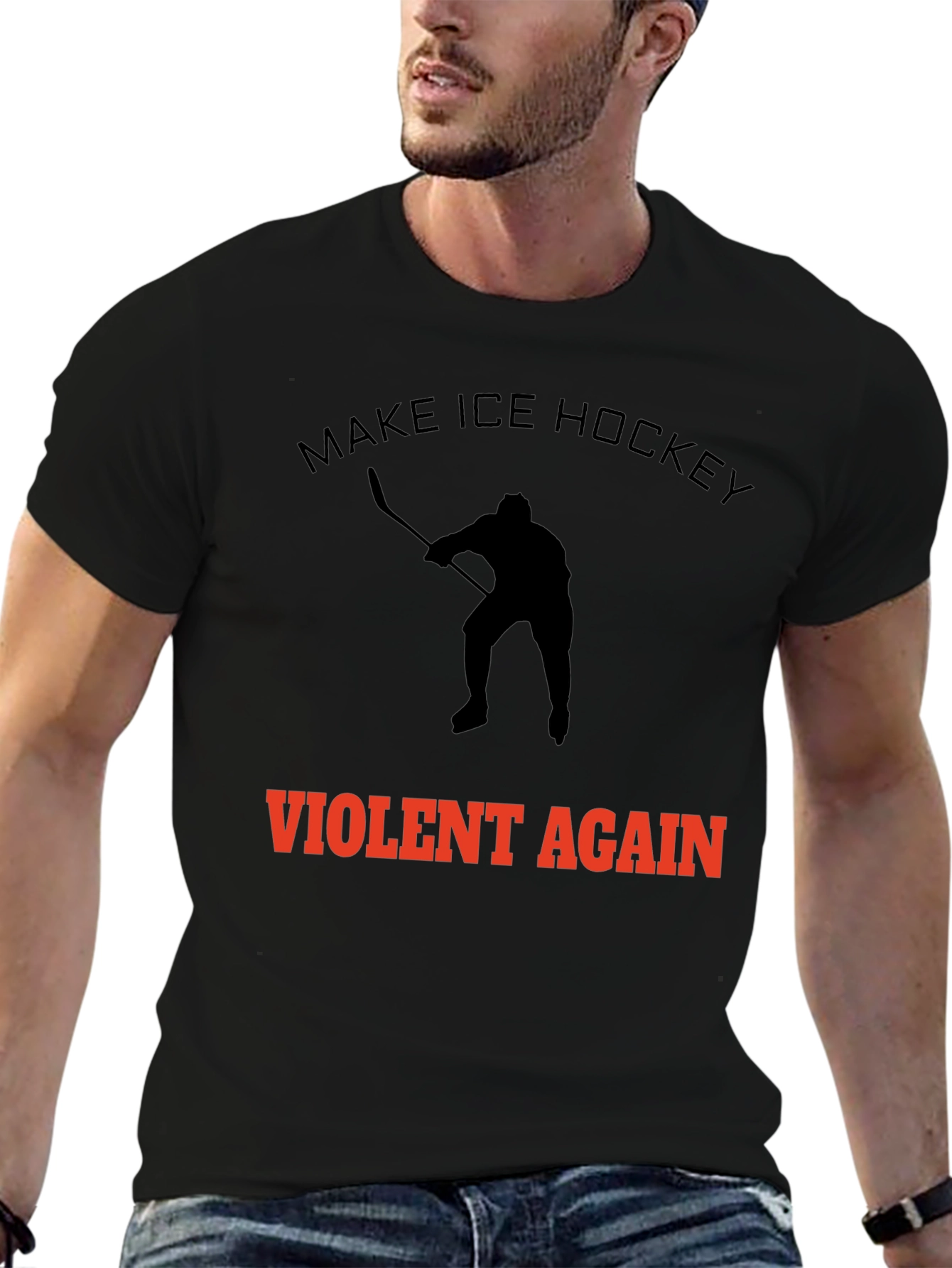 Make Ice Hockey Violent Again Black T-Shirt