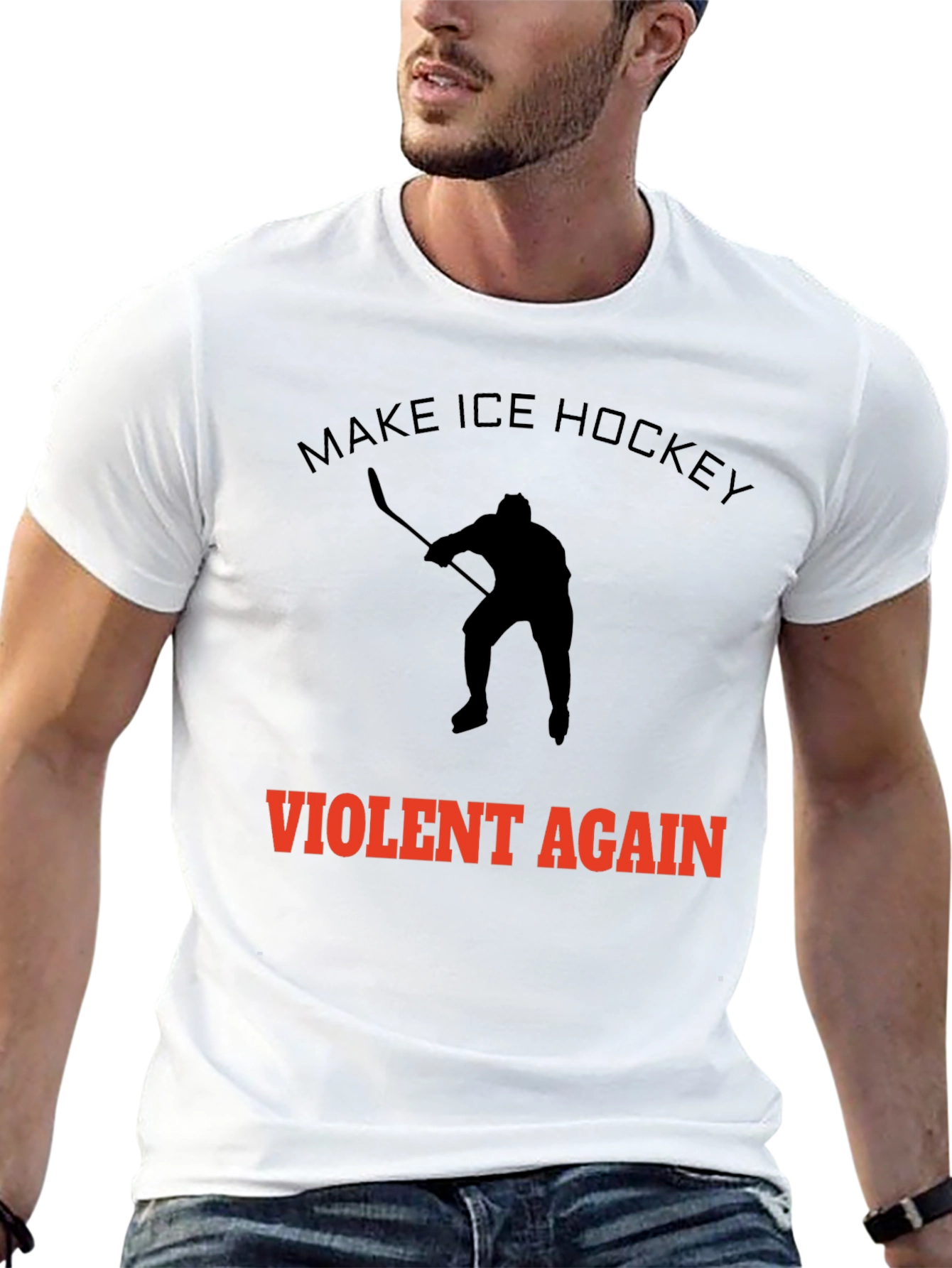 Make Ice Hockey Violent Again Black T-Shirt
