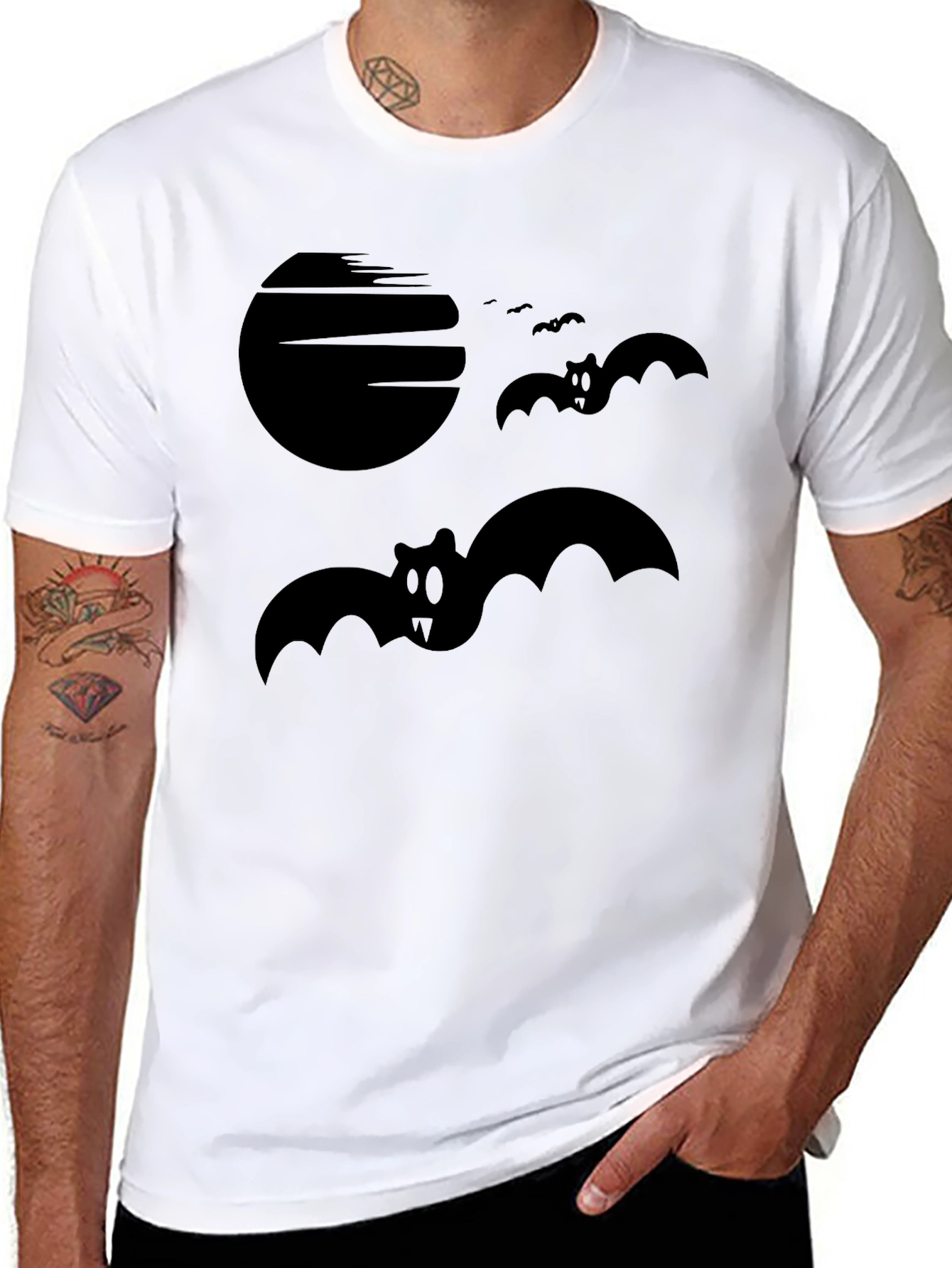 Spooky Bats Graphic Tee - Halloween Style Shirt