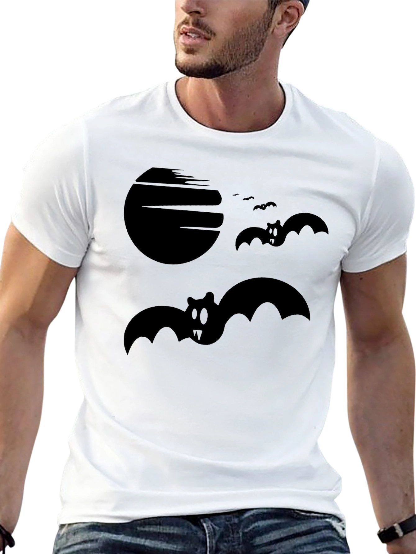 Spooky Bats Graphic Tee - Halloween Style Shirt