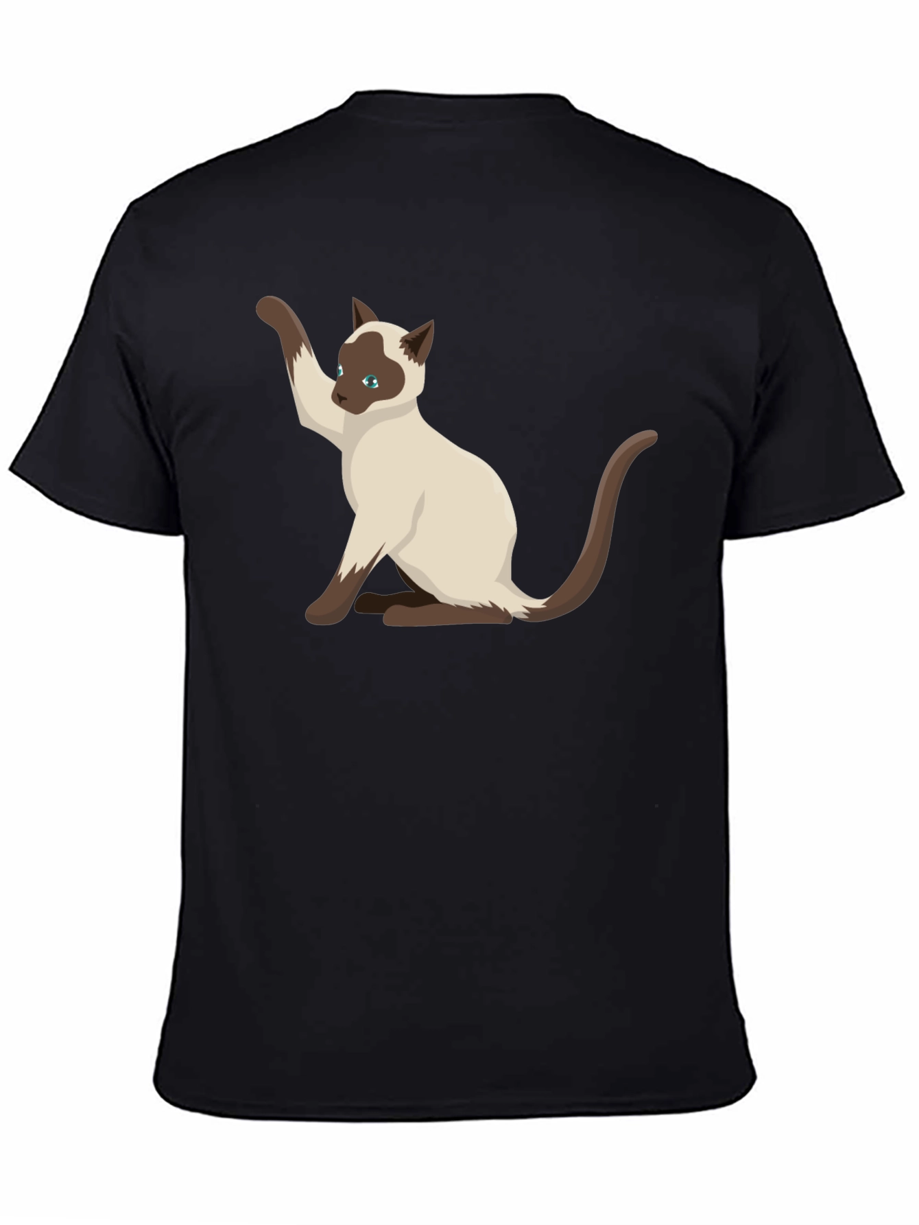 Siamese Cat Graphic Tee - Black Cotton Shirt