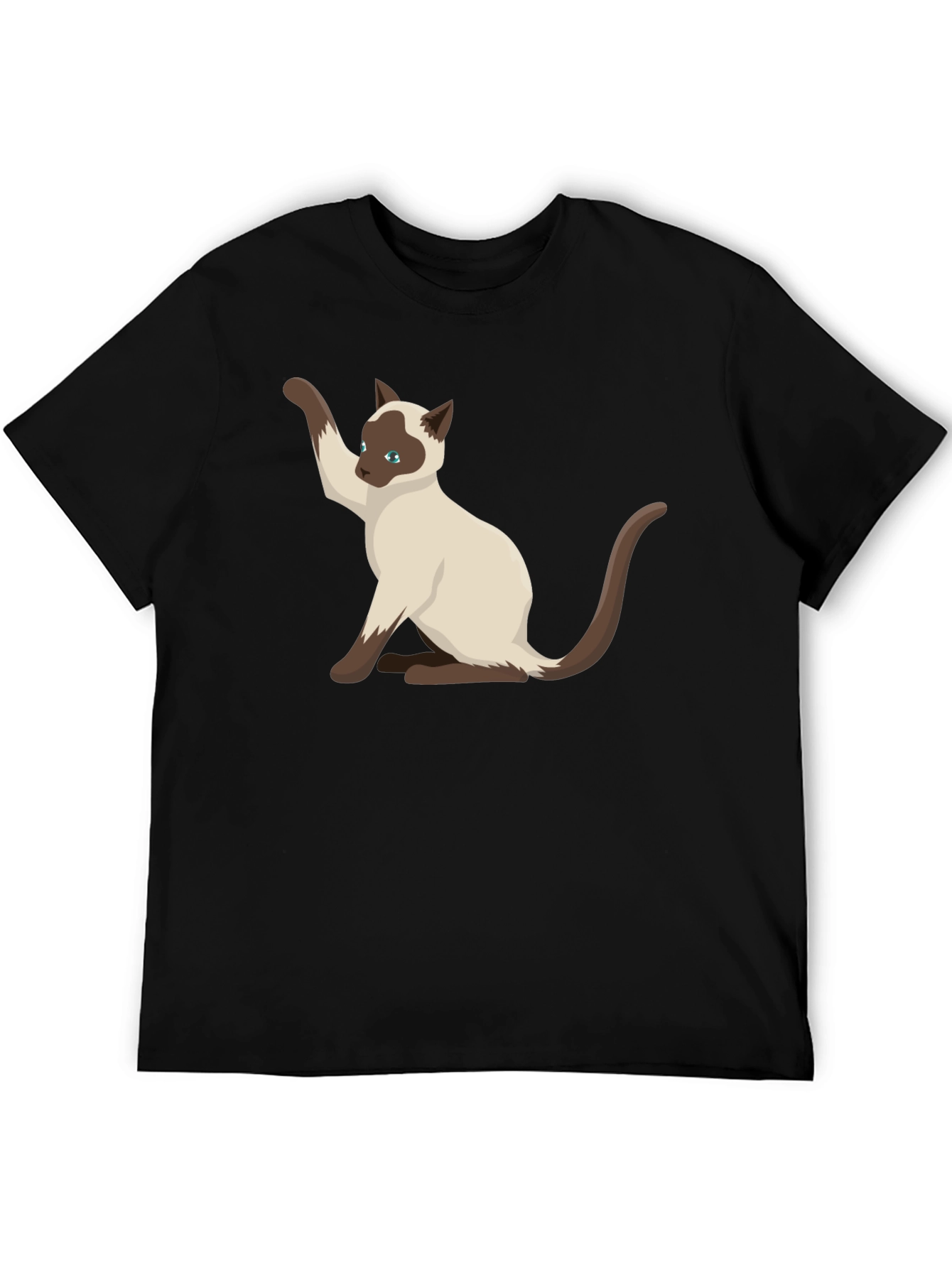 Siamese Cat Graphic Tee - Black Cotton Shirt