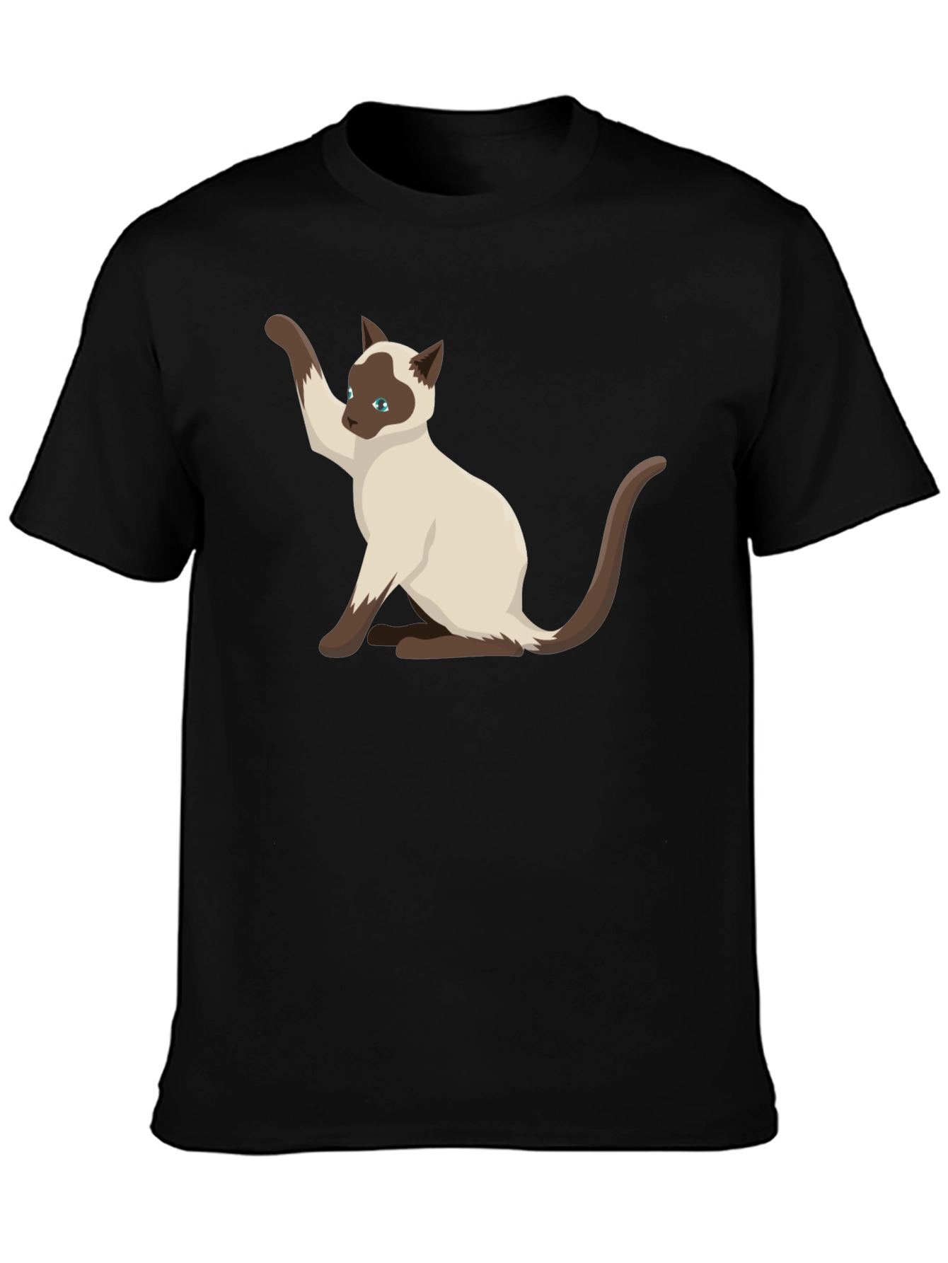 Siamese Cat Graphic Tee - Black Cotton Shirt