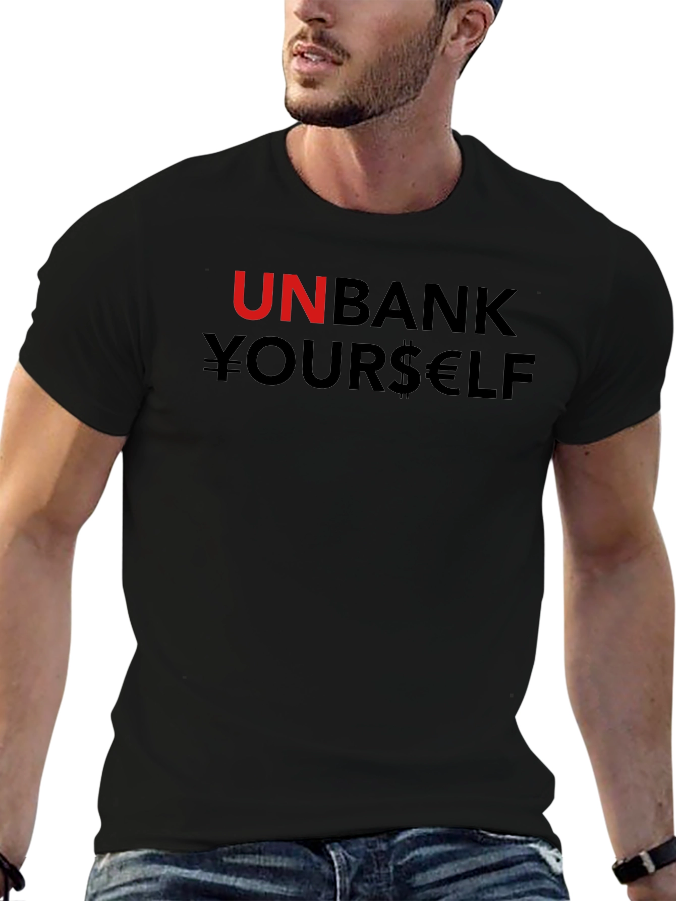 Unbank Yourself T-Shirt Black Cotton Blend
