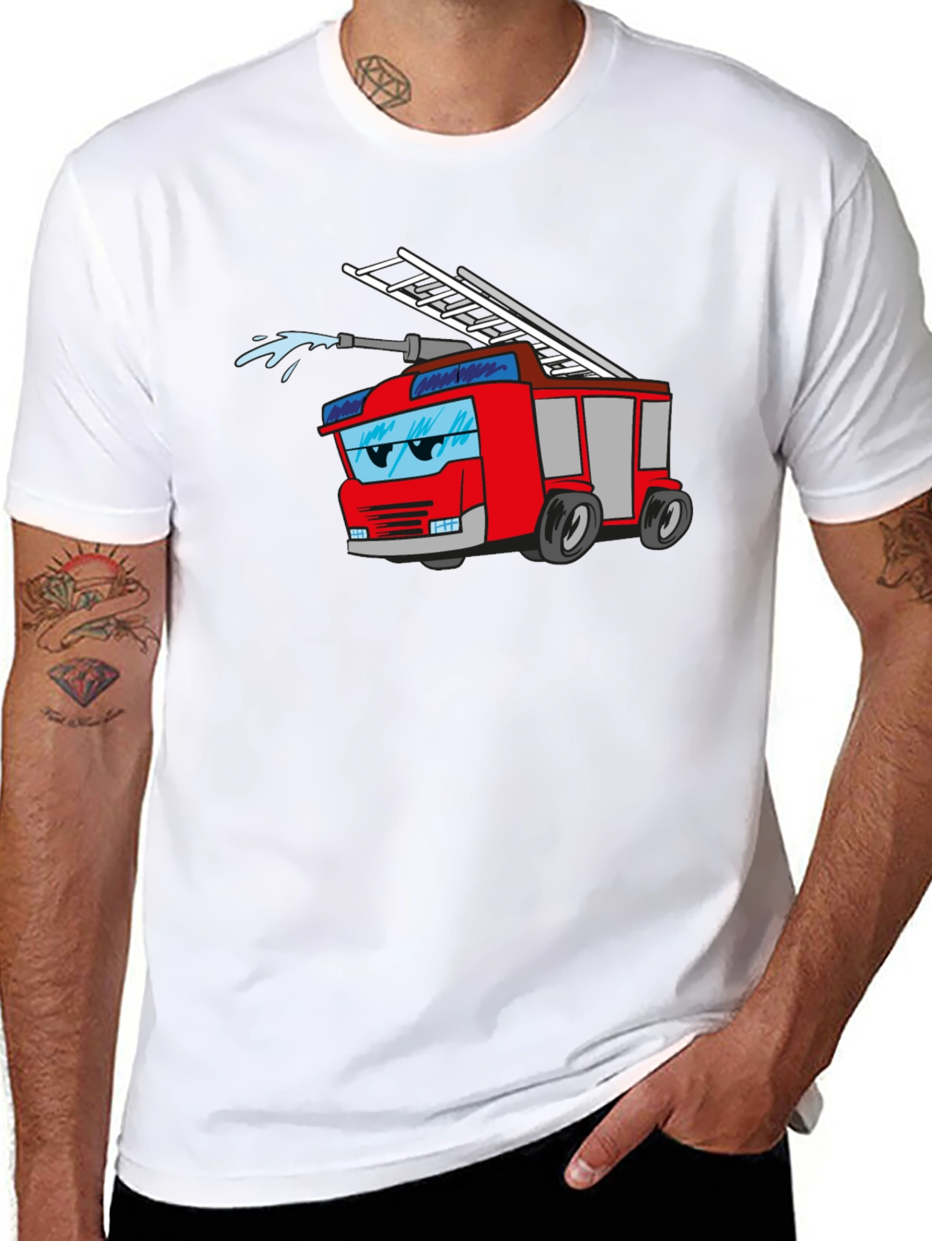 Cartoon Fire Truck Graphic Tee