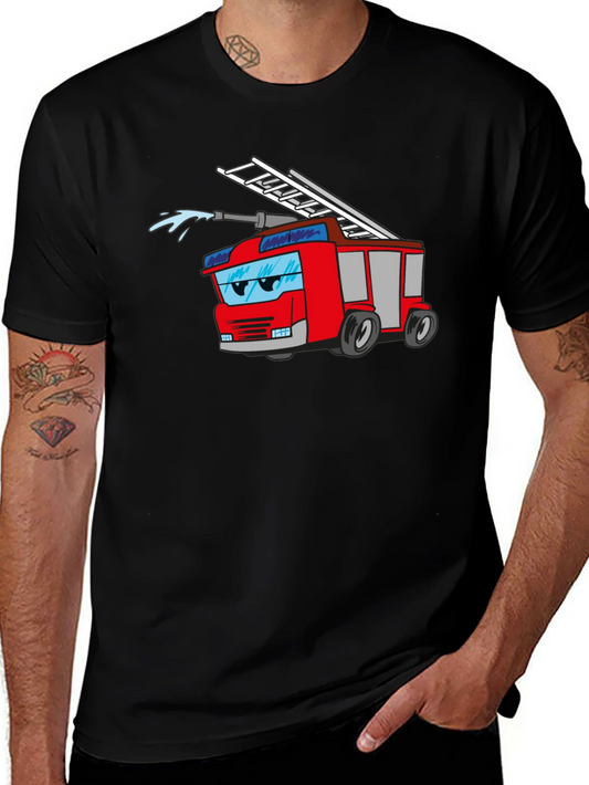 Cartoon Fire Truck Graphic Tee