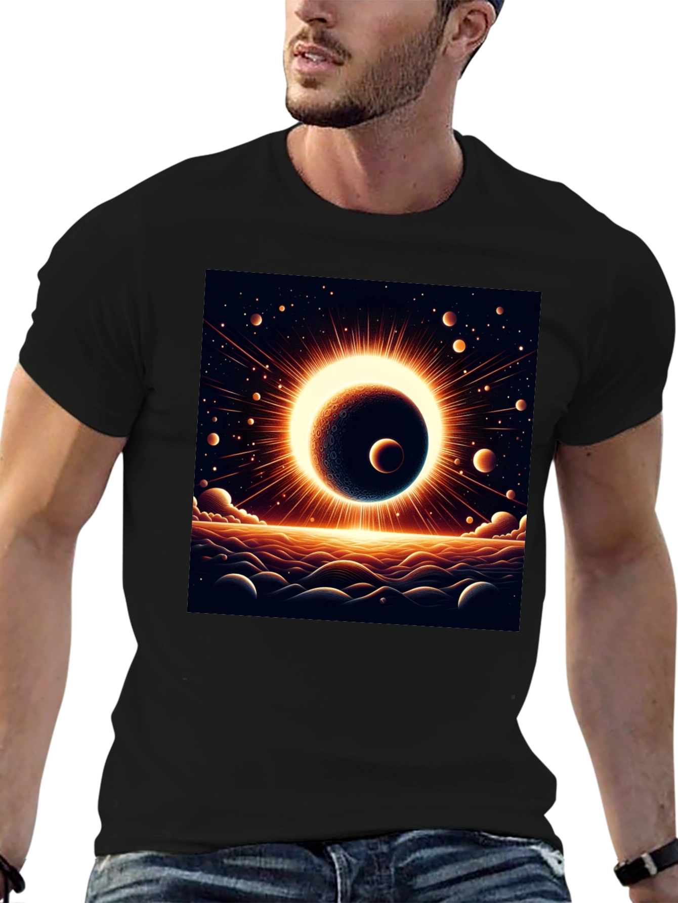 Solar Eclipse Graphic Black Tee
