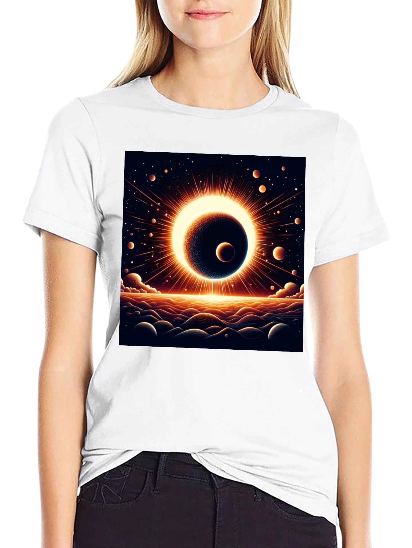 Solar Eclipse Graphic Black Tee