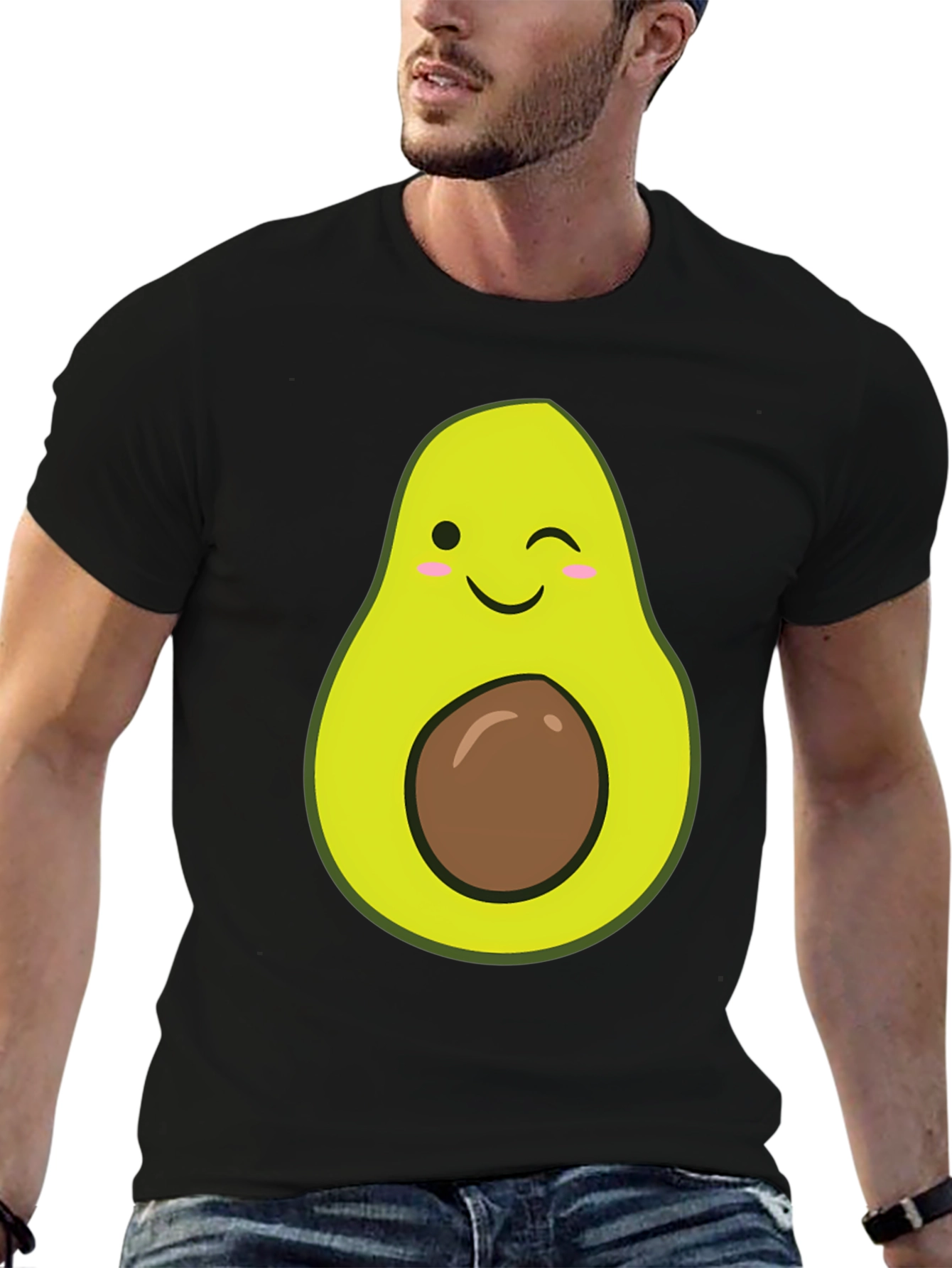 Winking Avocado Graphic Tee - Soft Black T-Shirt