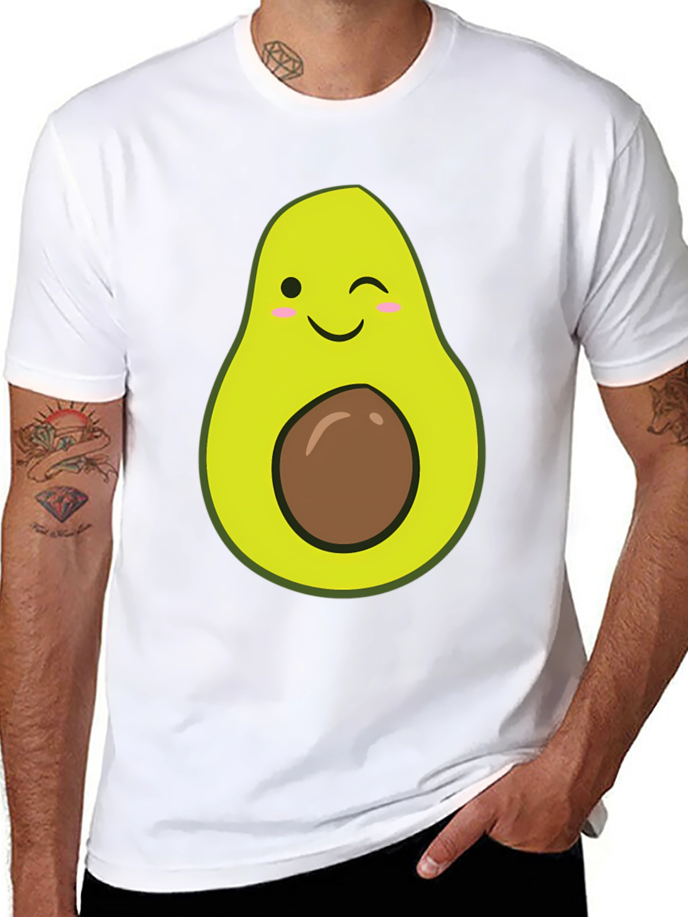 Winking Avocado Graphic Tee - Soft Black T-Shirt