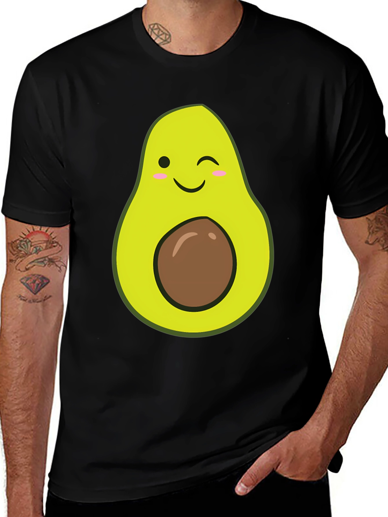 Winking Avocado Graphic Tee - Soft Black T-Shirt