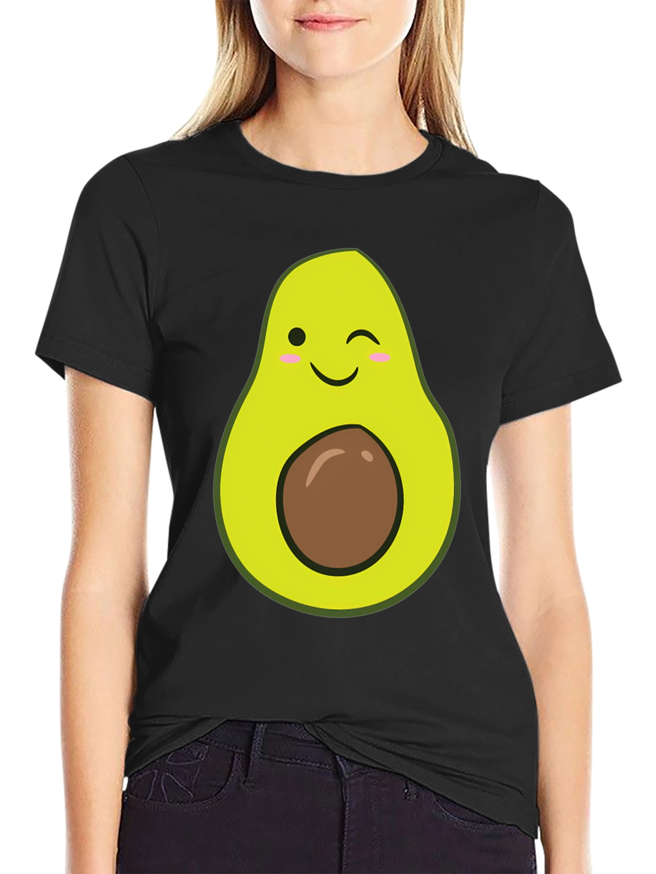 Winking Avocado Graphic Tee - Soft Black T-Shirt