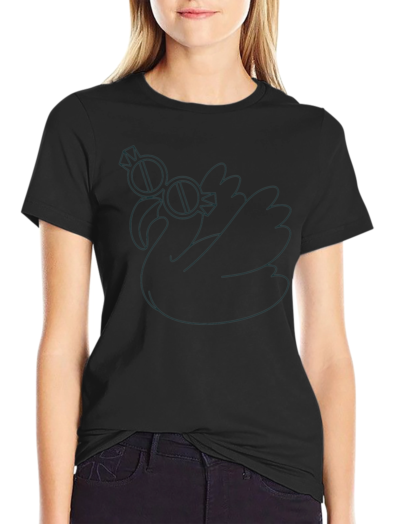 Cool Swan Graphic Tee - Black Cotton T-Shirt