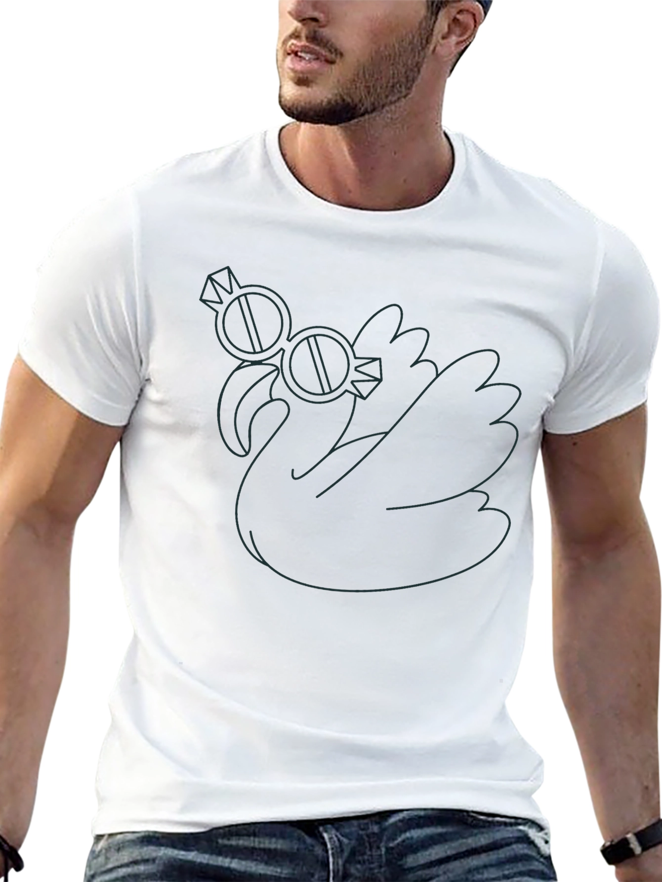 Cool Swan Graphic Tee - Black Cotton T-Shirt