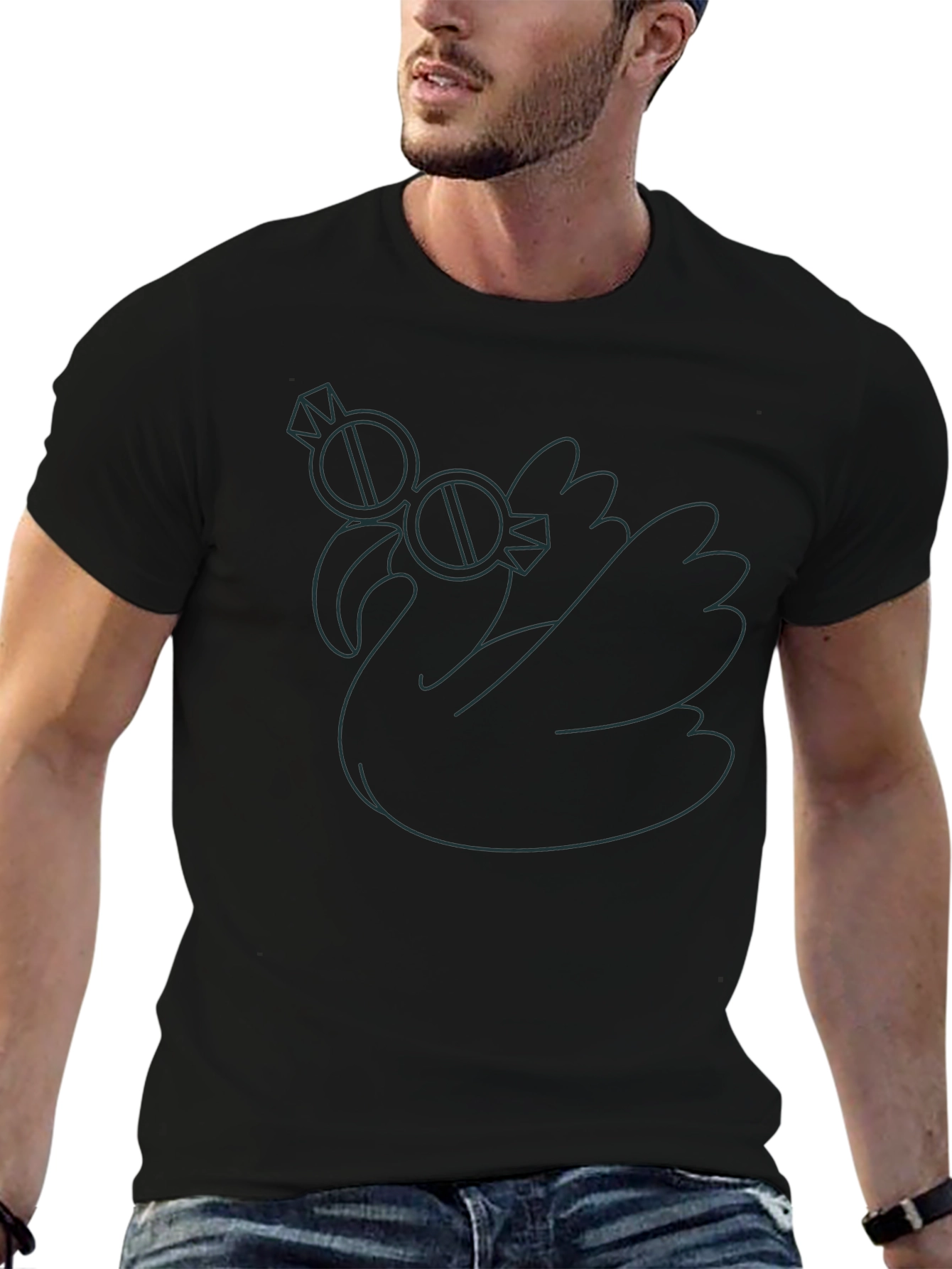 Cool Swan Graphic Tee - Black Cotton T-Shirt