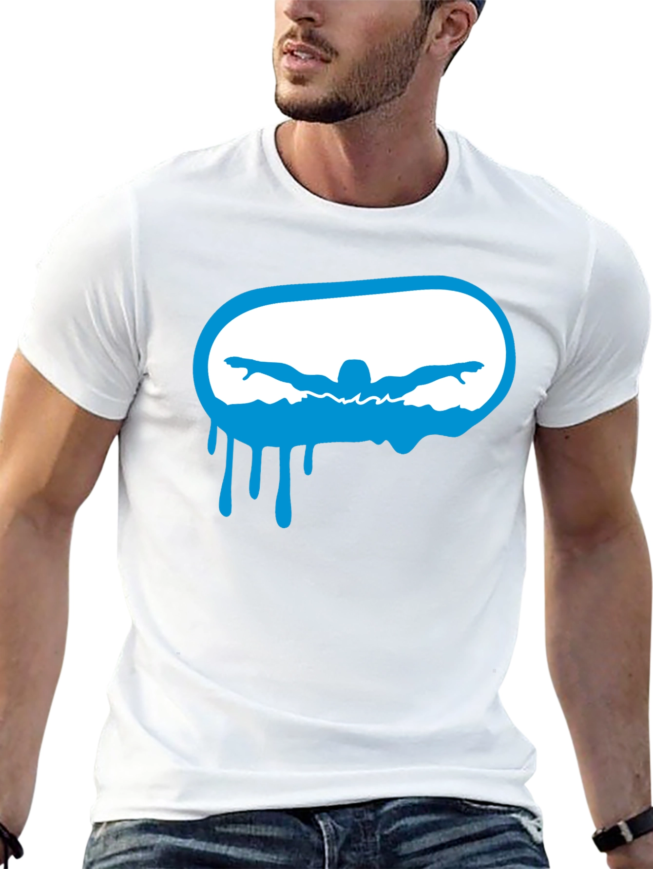 Swimmer Graphic Black T-Shirt
