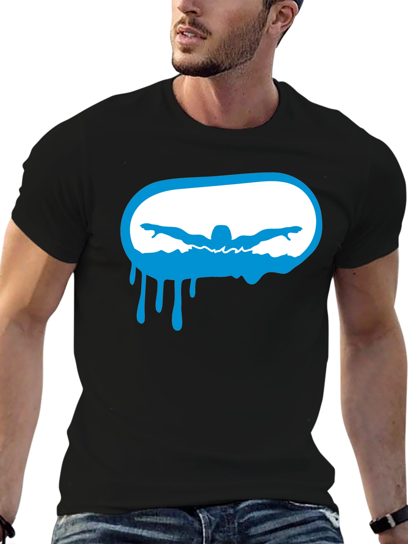 Swimmer Graphic Black T-Shirt