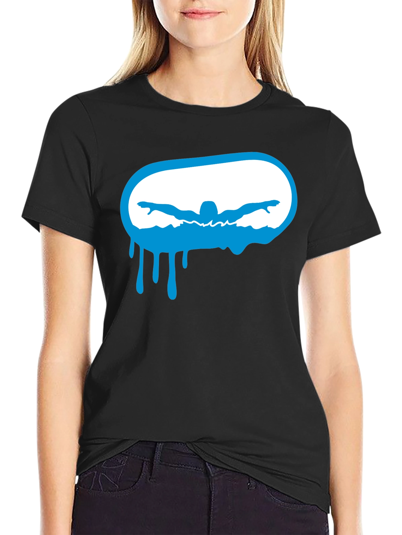 Swimmer Graphic Black T-Shirt
