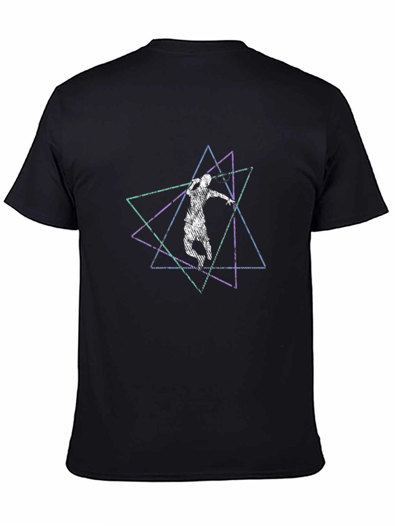 Geometric Tennis Player Graphic Black Tee