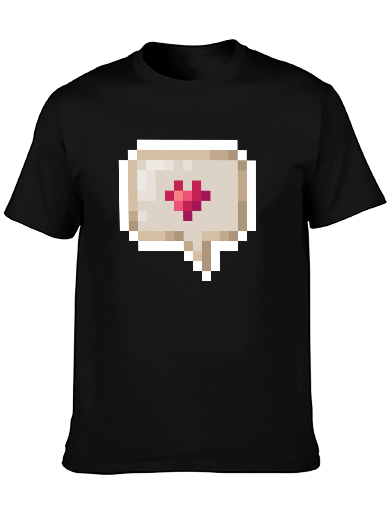 Pixel Heart Speech Bubble Black T-Shirt