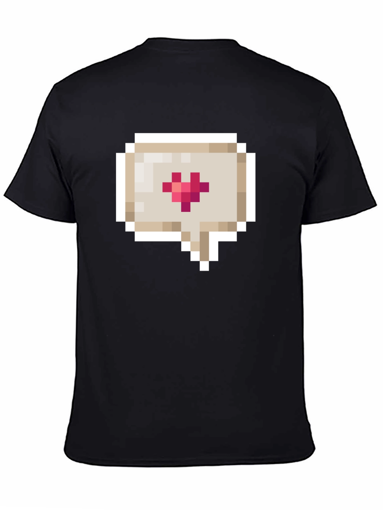 Pixel Heart Speech Bubble Black T-Shirt