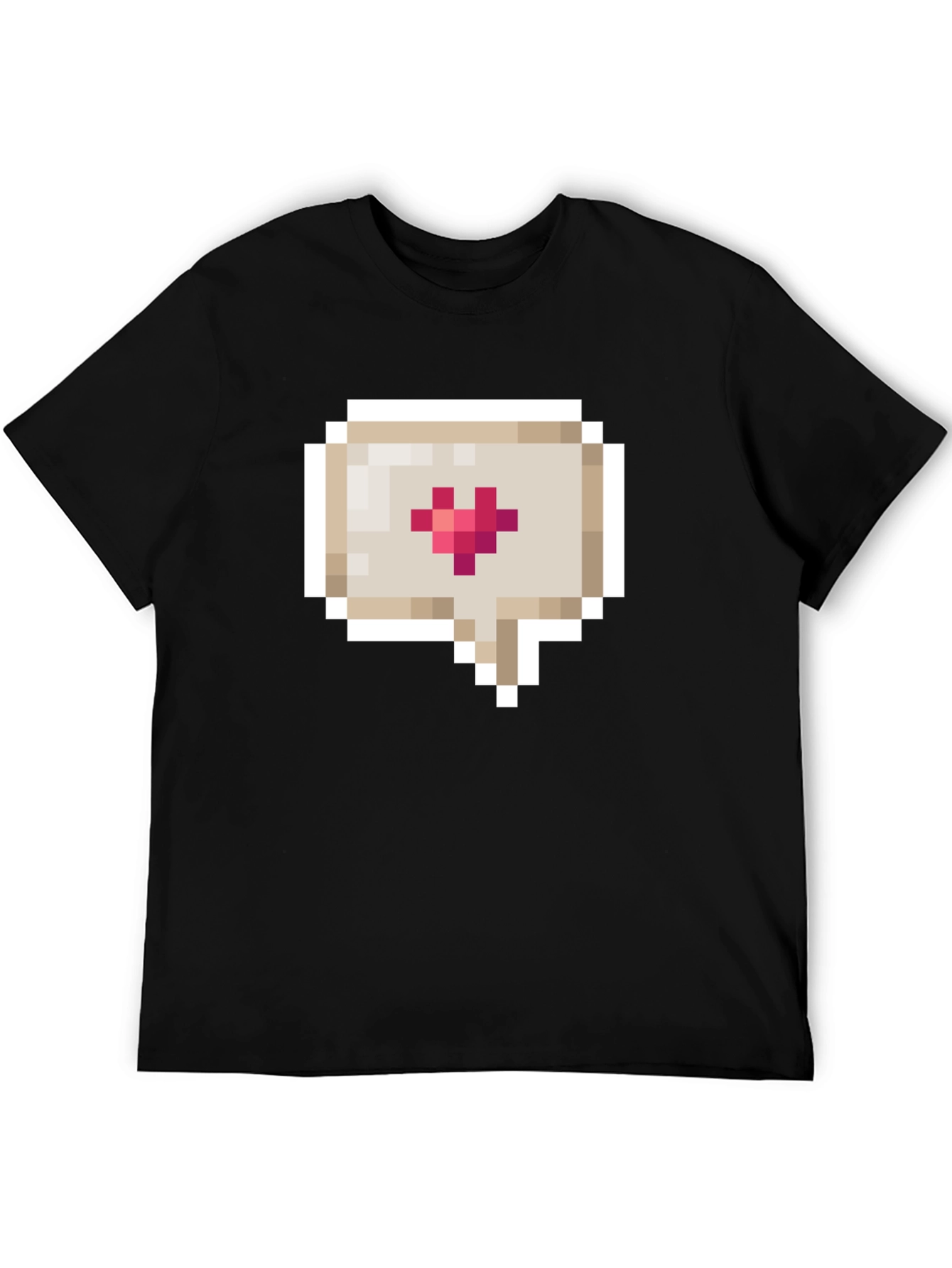 Pixel Heart Speech Bubble Black T-Shirt
