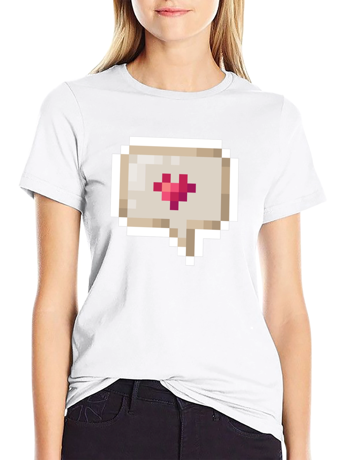 Pixel Heart Speech Bubble Black T-Shirt