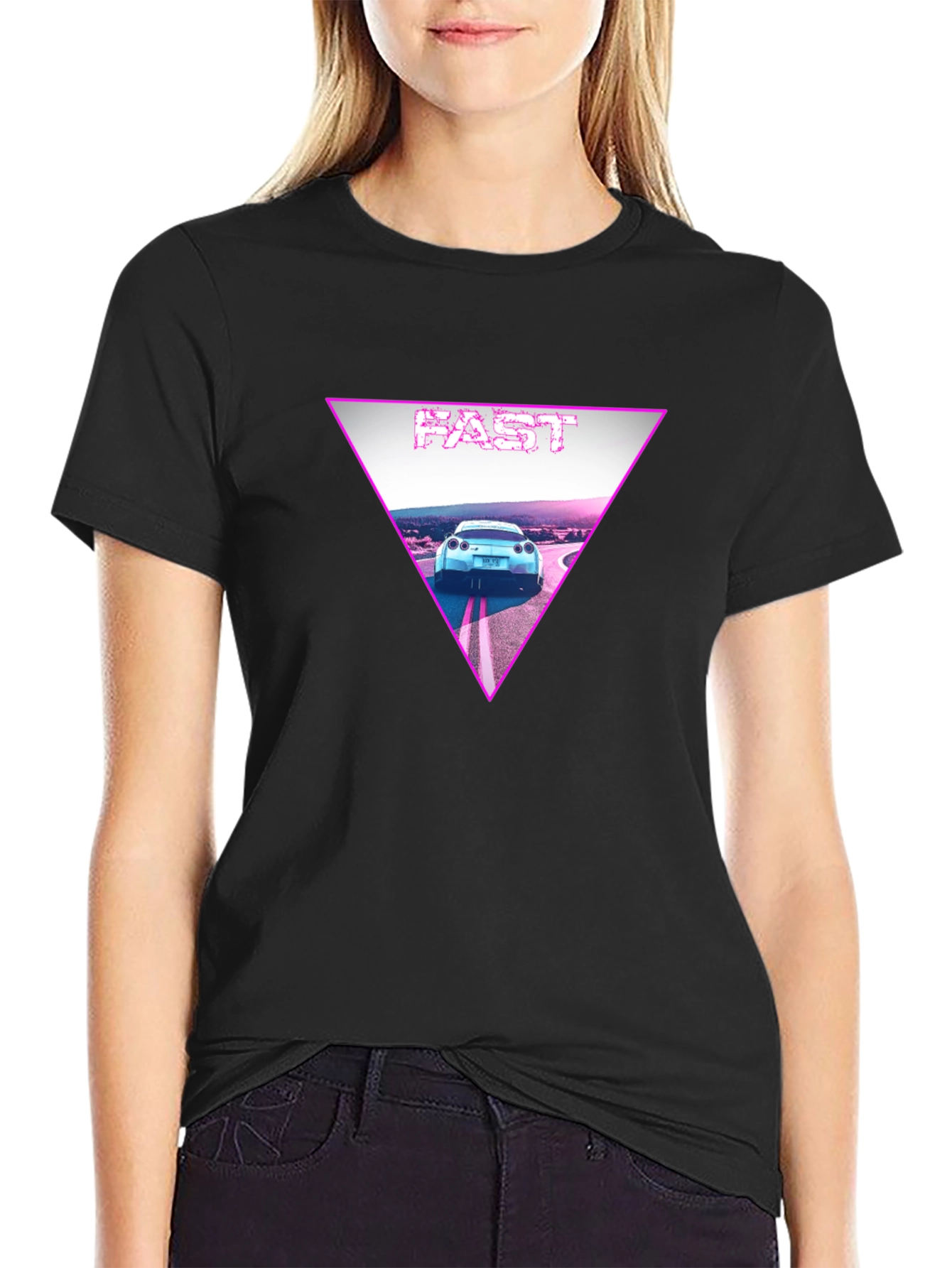 Fast Car Triangle Graphic T-Shirt