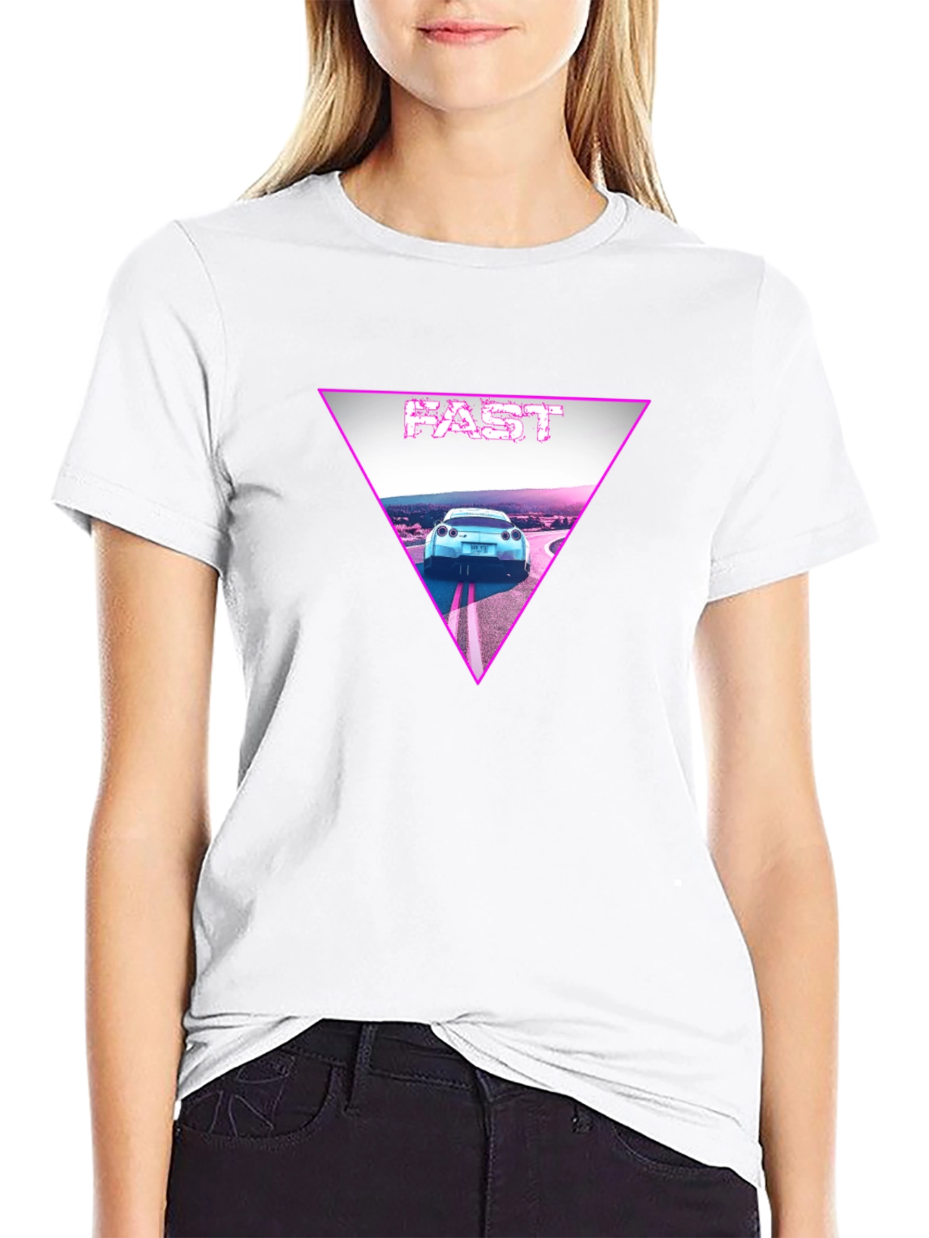 Fast Car Triangle Graphic T-Shirt