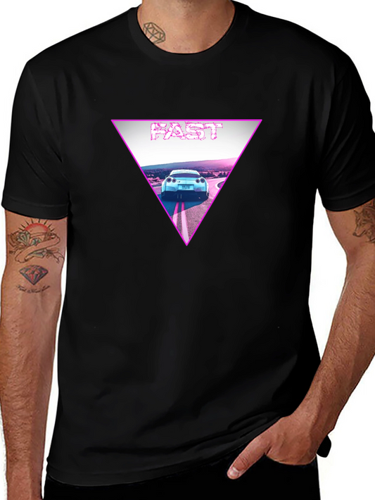 Fast Car Triangle Graphic T-Shirt