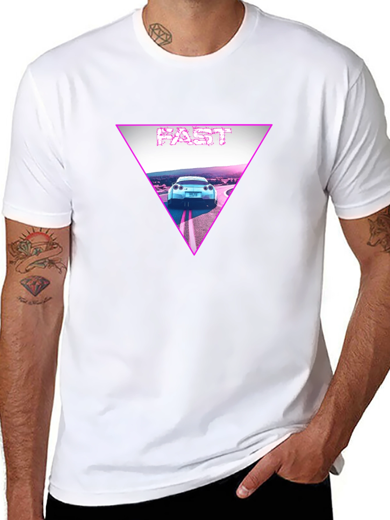 Fast Car Triangle Graphic T-Shirt