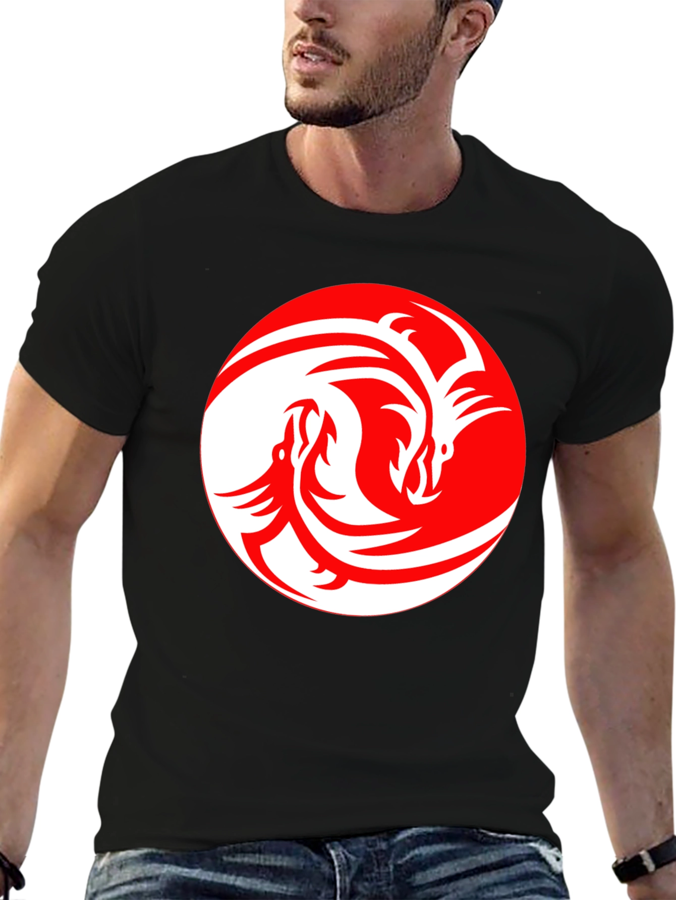 Dragon Yin Yang Graphic Tee - Black
