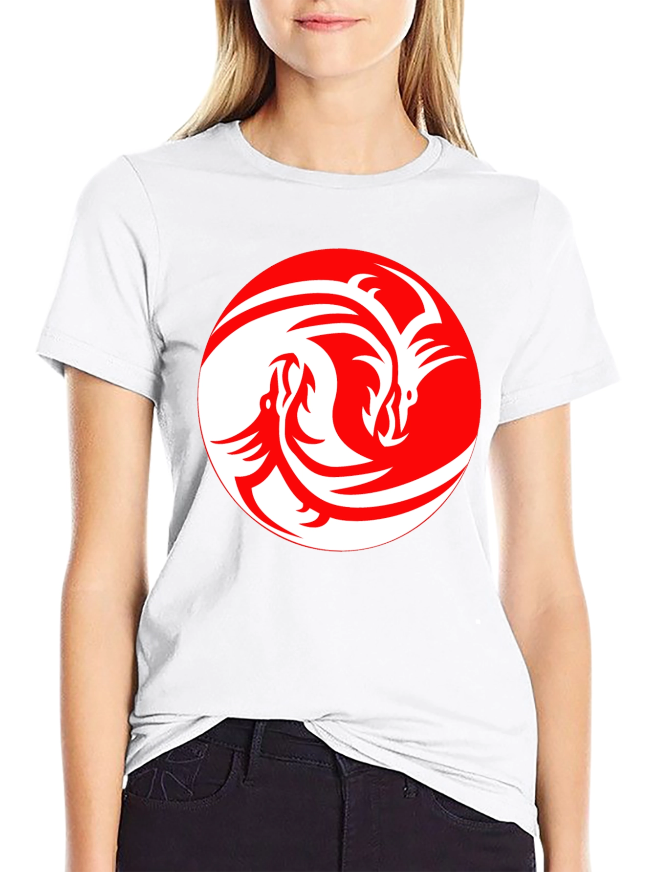 Dragon Yin Yang Graphic Tee - Black