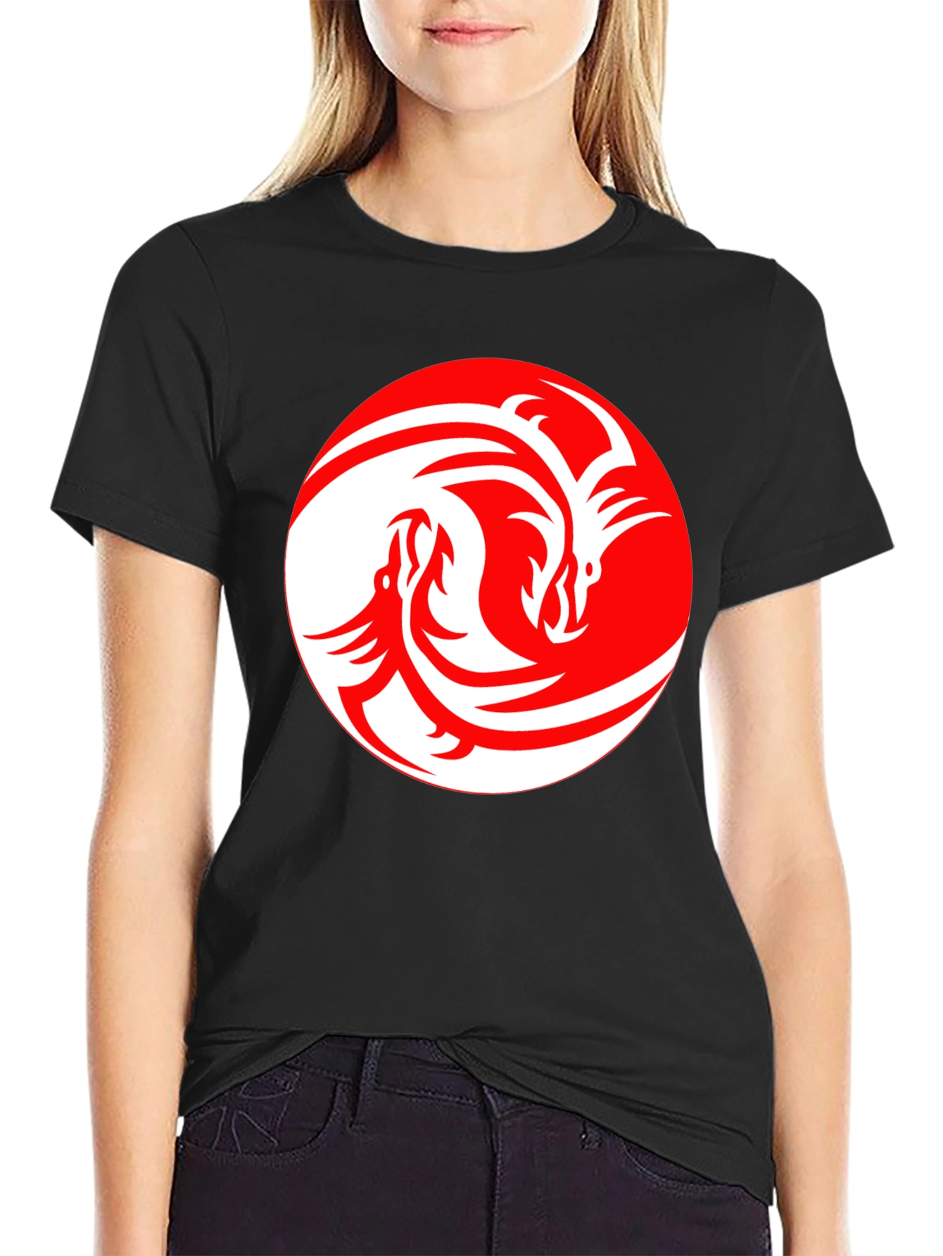 Dragon Yin Yang Graphic Tee - Black
