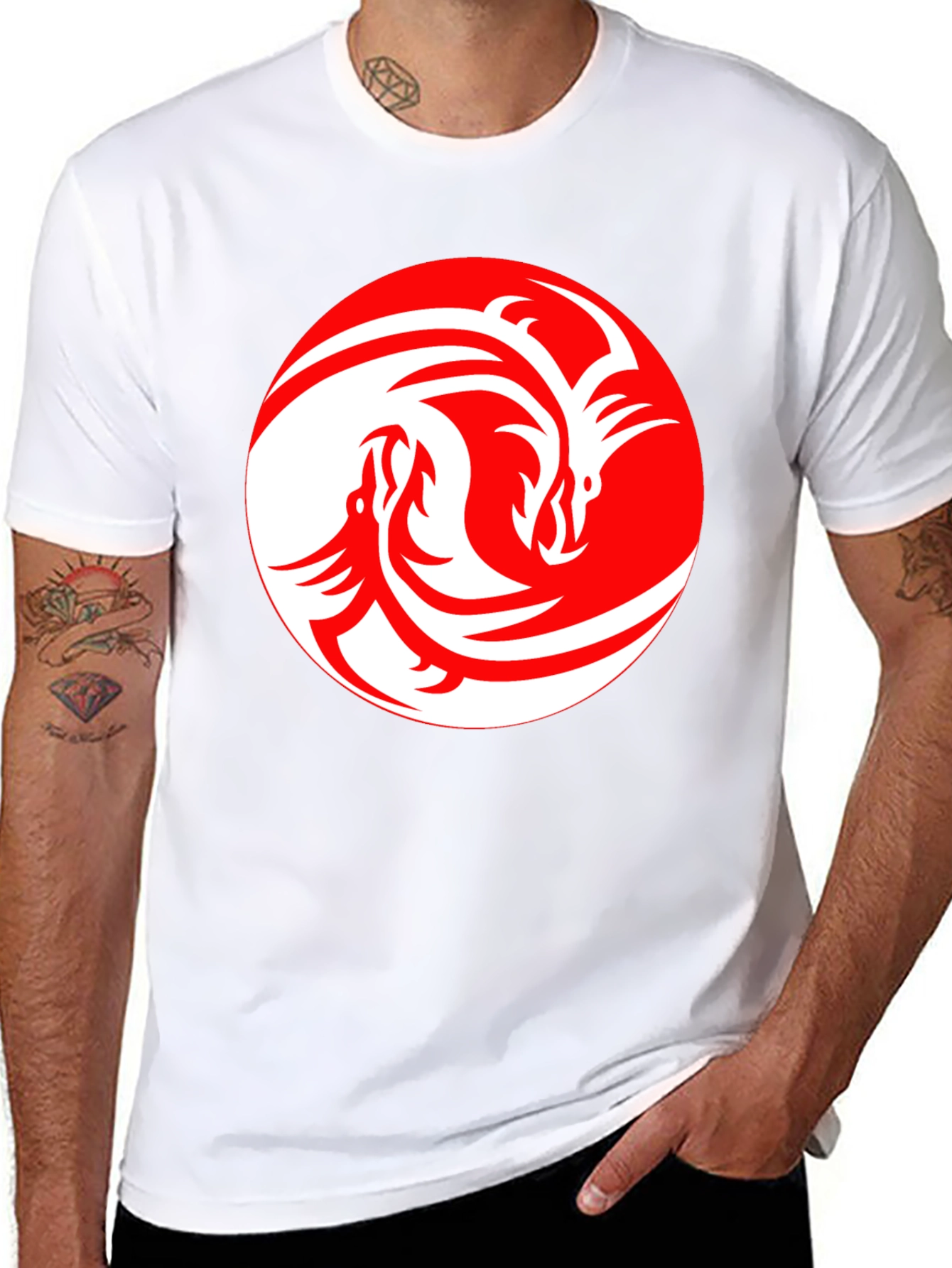 Dragon Yin Yang Graphic Tee - Black