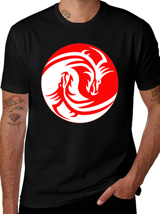 Dragon Yin Yang Graphic Tee - Black