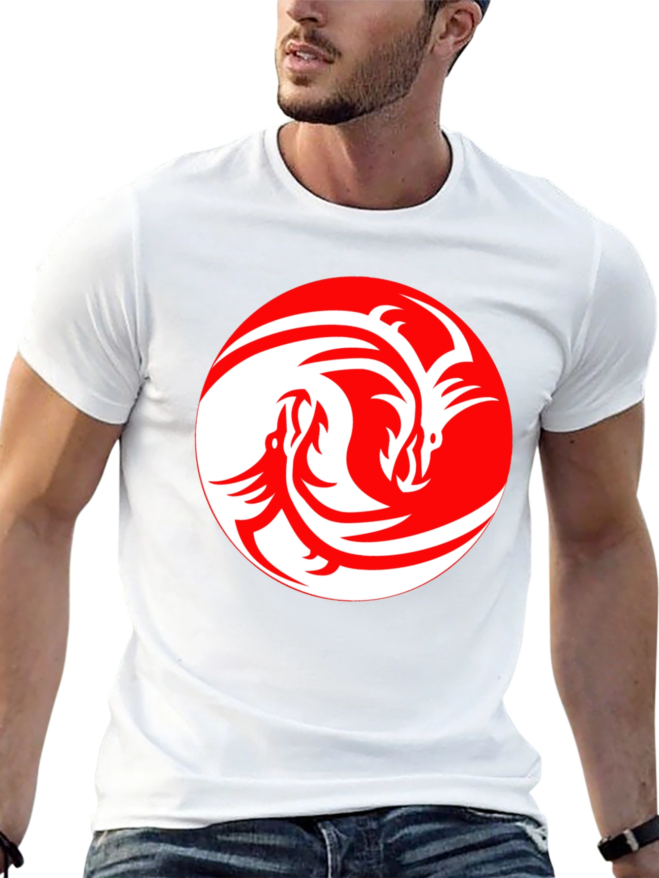 Dragon Yin Yang Graphic Tee - Black