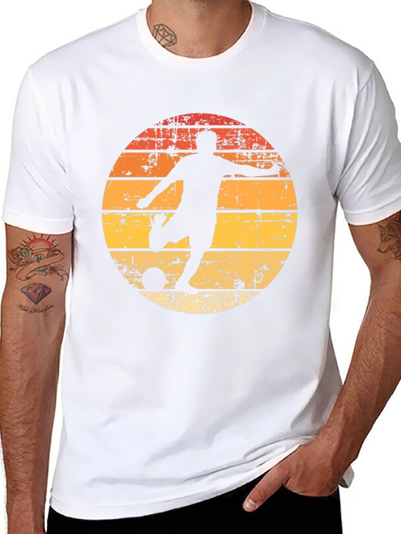 Retro Soccer Player Graphic Tee - Black