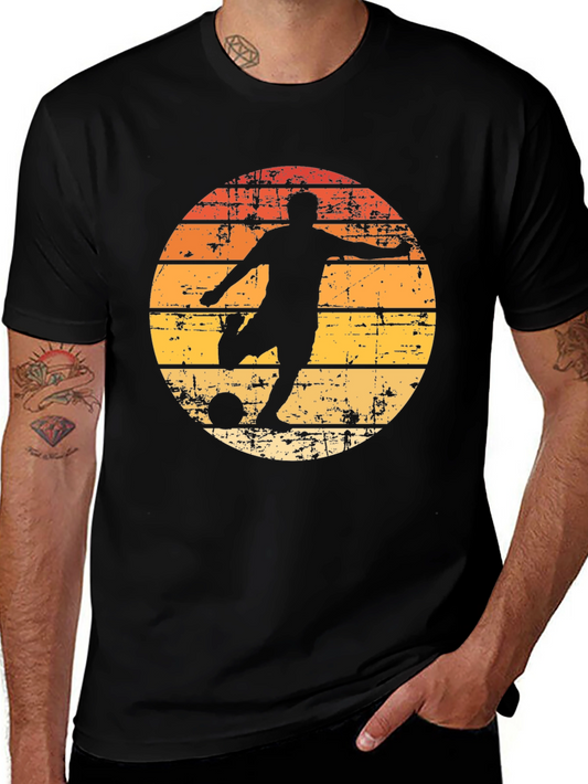 Retro Soccer Player Graphic Tee - Black