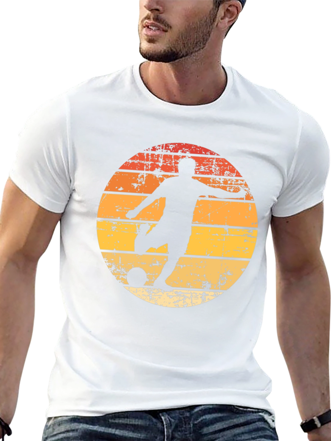 Retro Soccer Player Graphic Tee - Black
